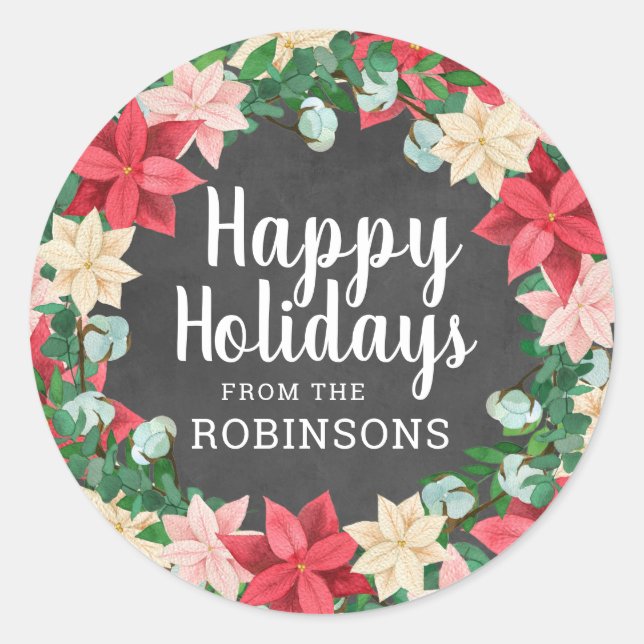 Adesivo Felizes Feriados Poinsettia Chalkboard (Frente)