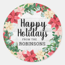 Adesivo Felizes Feriados Poinsettia White Wood
