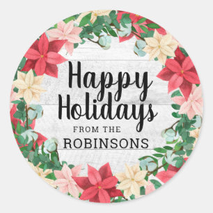 Adesivo Felizes Feriados Poinsettia White Wood