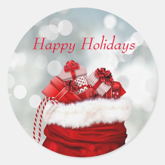 Adesivo Felizes Feriados, Presentes Vermelhos (Frente)
