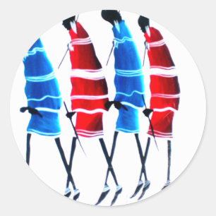 Adesivo Felizes Pessoas Maasai Guerreiros Andando Impressã