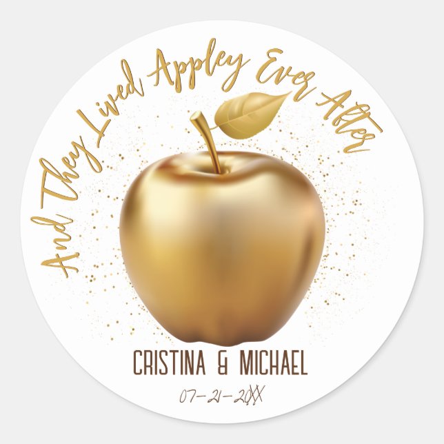 Adesivo Felizmente Depois De Caramel Apple Wedding Favor (Frente)