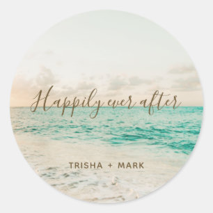 Adesivo Felizmente Depois De Casamento De Praia, Vinheiros