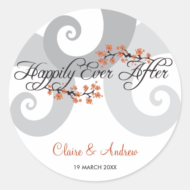 Adesivo Felizmente Depois Do Casamento De Ondas Espirais D (Frente)