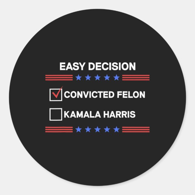 Adesivo Felon Vs Kamala Harris Votação Política Presidente (Frente)