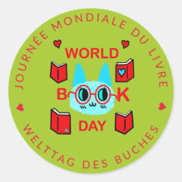 Adesivo Felpudo Cat World Book Day Jourée Mondiale du Livr