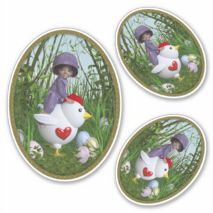 Adesivo Felz pascoa - Andando na galinha