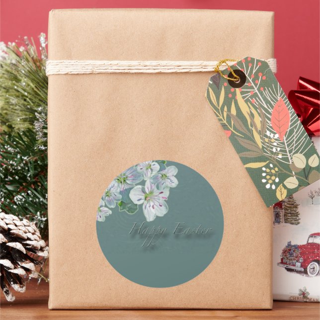 Adesivo Felz pascoa Beauty Wildflower Classic Roun (Feriado)