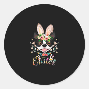 Adesivo Felz pascoa Bunny Boston Terrier sobe com leste