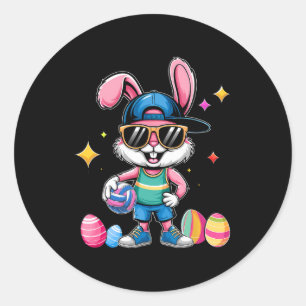 Adesivo Felz pascoa Bunny Jogando Volleybybyll Páscoa Spor