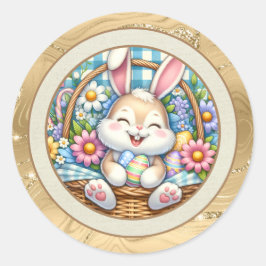 Adesivo Felz pascoa com coelhinhos, ovos e flocos