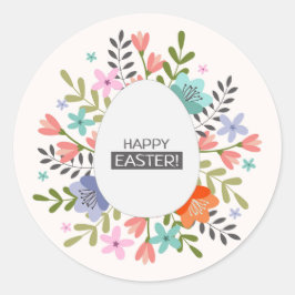 Adesivo Felz pascoa com ovo e flores