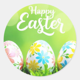 Adesivo Felz pascoa com ovos na grama