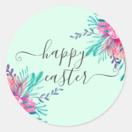 Adesivo Felz pascoa cor-de-rosa-d-água floral