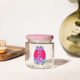 Adesivo Felz pascoa de aquarela, ovo cor-de-rosa floral