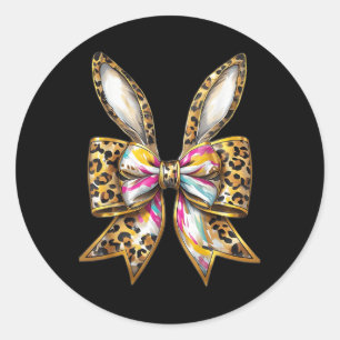 Adesivo Felz pascoa de coquetes Leopard Coquette de Páscoa