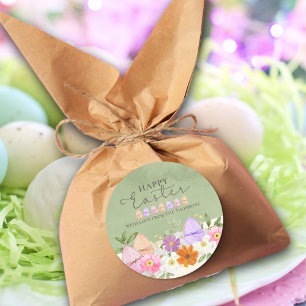 Adesivo Felz pascoa de flores selvagens do Pastel Verde El