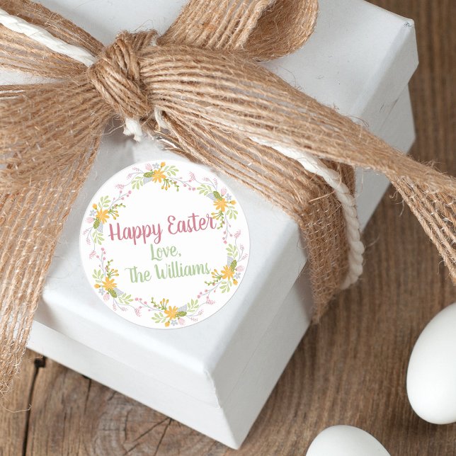 Adesivo Felz pascoa Elegante Rosa Floral Obrigado (Criador carregado)