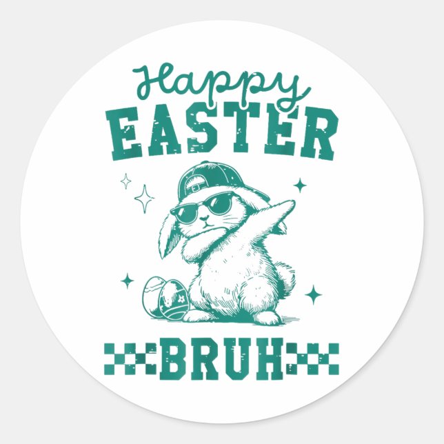 Adesivo Felz pascoa Engraçado Bruh Bunny Dabbing Páscoa (Frente)