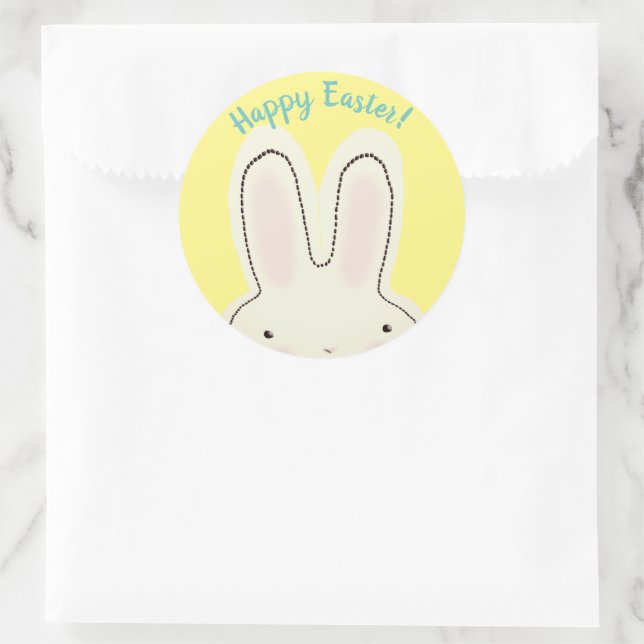 Adesivo Felz pascoa engraçado bunny peekaboo amarelo (Bolsa)
