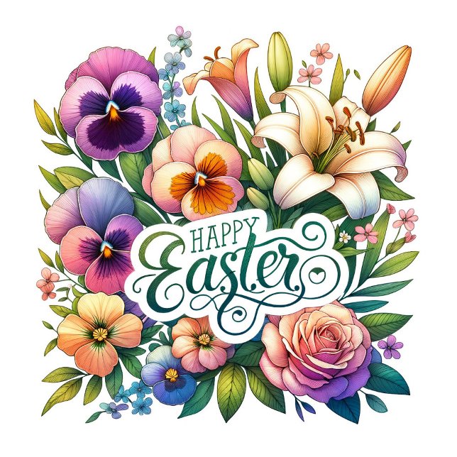 Adesivo Felz pascoa Floral Greeting Springtime (Criador carregado)