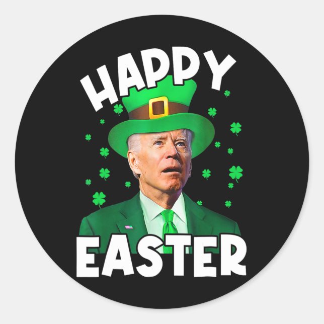 Adesivo Felz pascoa Joe Biden Dia de São Patrício Leprecha (Frente)