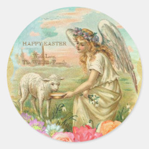 Adesivo Felz pascoa Tipografia Vintage Angel Lamb