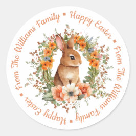Adesivo felz pascoa watercolor bunny orange