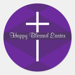 Adesivo Felz pascoa White Cross Purple Christian