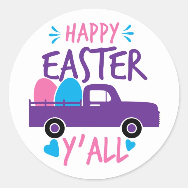 Adesivo Felz pascoa Y'all Modern Egg Truck (Frente)