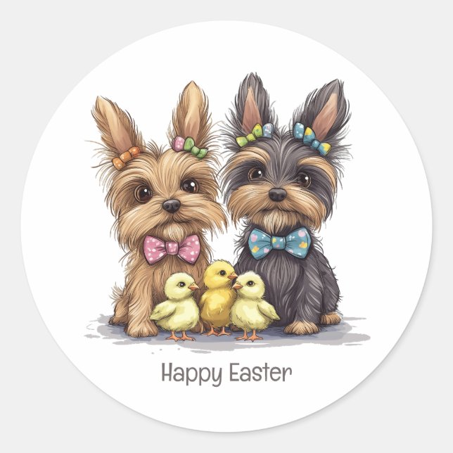 Adesivo Felz pascoa Yorkshire Terrier Dogs (Frente)