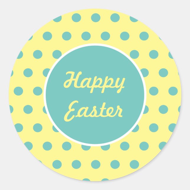 Adesivo Felzs pascoa redondos (Pastel Yellow & Aqua) (Frente)