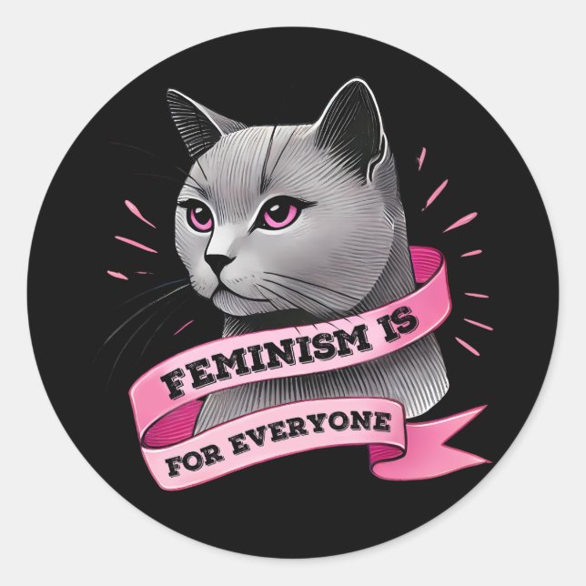 Adesivo Feminismo É Para Todos Um Gato Pro Feminismo (Frente)