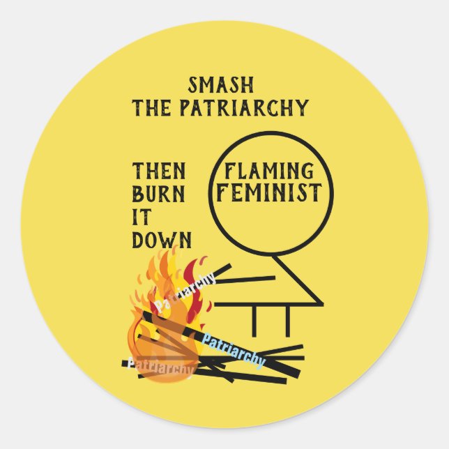 Adesivo Feminista Flamejante Esmaga o Patriarcado (Frente)
