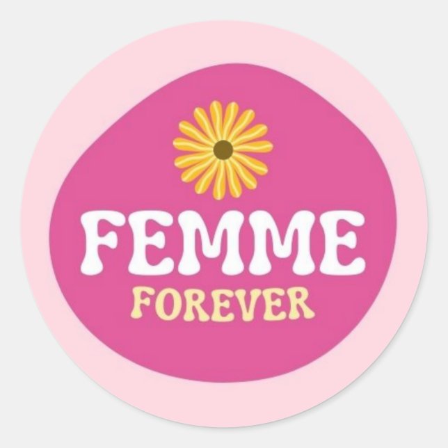 Adesivo Femme para sempre! Lésbica Queer Não-Binária (Frente)