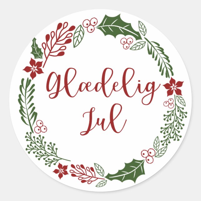 Adesivo Fera de Natal Dinamarquesa, Glæ delig jul (Frente)