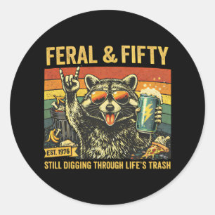 Adesivo Feral e Cinquenta Aniversário de 50 anos Sarcástic