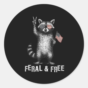 Adesivo Feral E Grátis Raccoon 4 De Julho Eua Patri