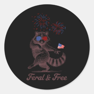 Adesivo Feral E Livre Fofinho Guaxinim Patriótico 4 De Jul