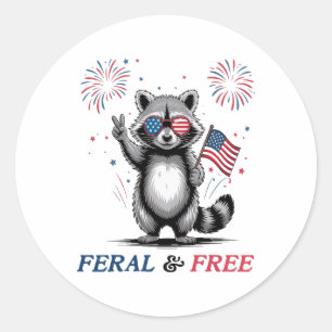 Adesivo Feral E Livre Racoons Engraçados EUA Feral Mas Liv