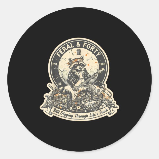 Adesivo Feral Forty Raccoon Funny 40th Birthday Outfits Wo (Frente)