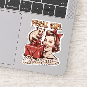 Adesivo Feral Girl Christmas Ogambm Xmas Trashy Retro