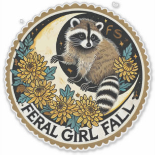 Adesivo Feral Girl Fall Raccoon