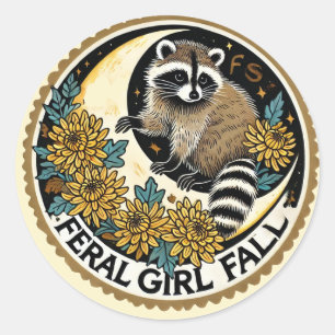 Adesivo Feral Girl Fall Raccoon