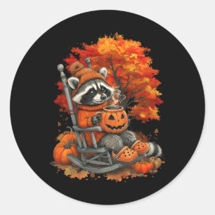 Adesivo Feral Girl Fall Raccoon Halloween Pumpkin Raccoon
