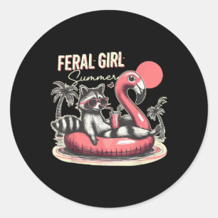 Adesivo Feral Girl Summer Engraçado Memória Feral Raccoon
