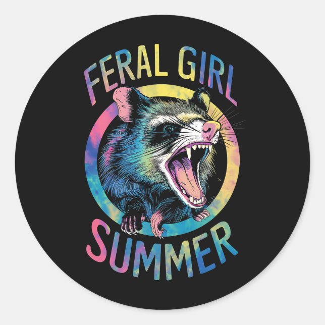 Adesivo Feral Girl Summer Ogambm Tie Dye Raccoon (Frente)