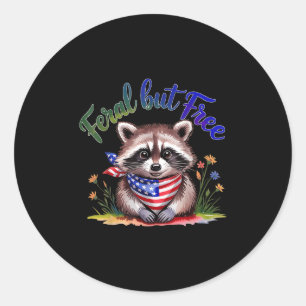 Adesivo Feral, Mas Grátis Raccoon 4 De Julho Mulheres Pa