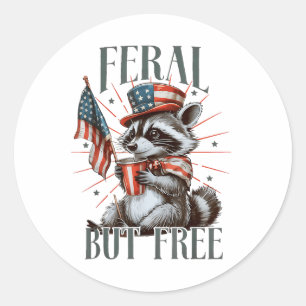 Adesivo Feral, Mas Livre, Funny Patriótico Racoon Memória