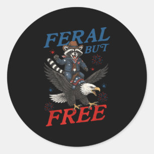 Adesivo Feral Mas Livre Raccoon 4 De Julho Eua Patri
